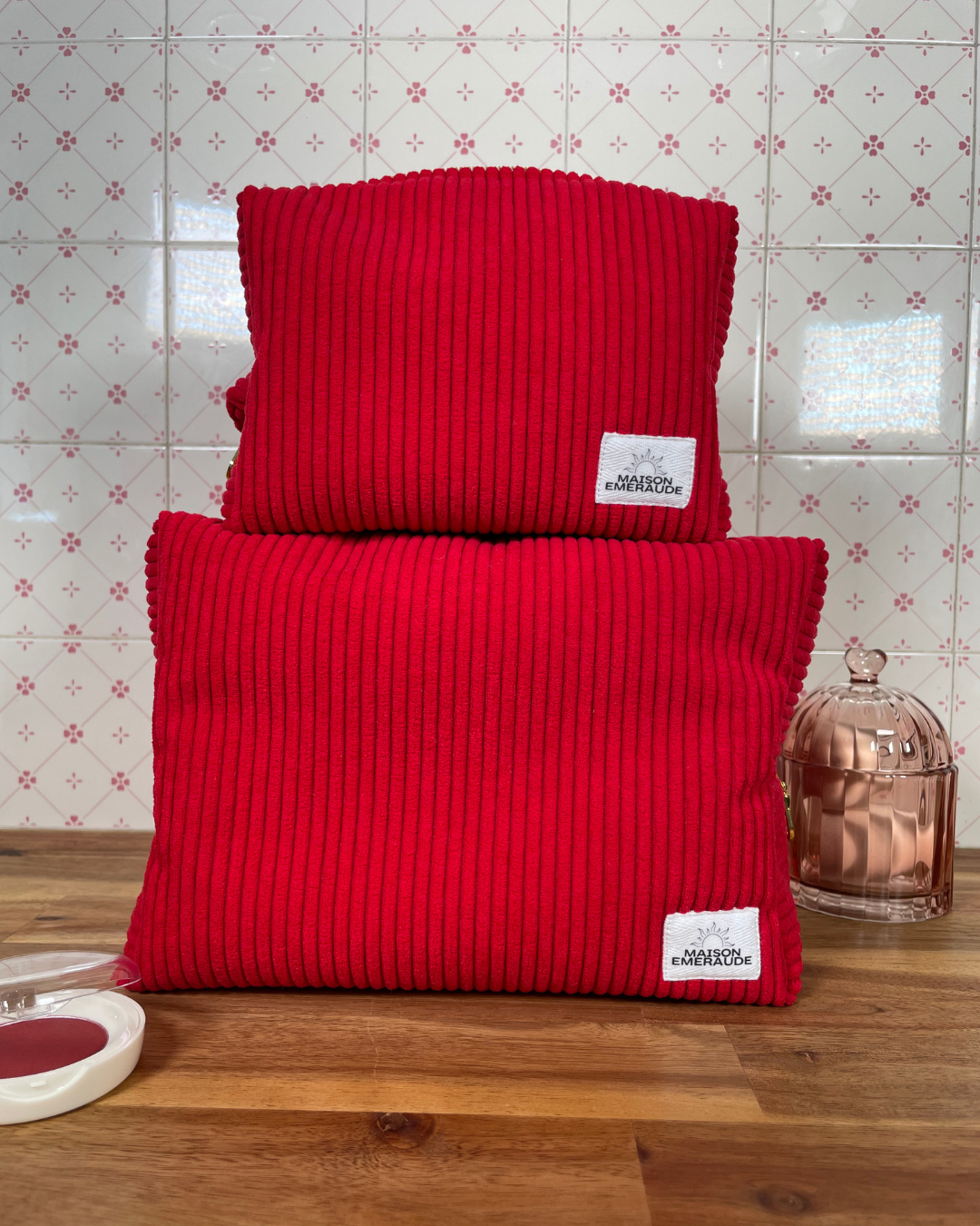 Trousse velours / pois - Cherry lady