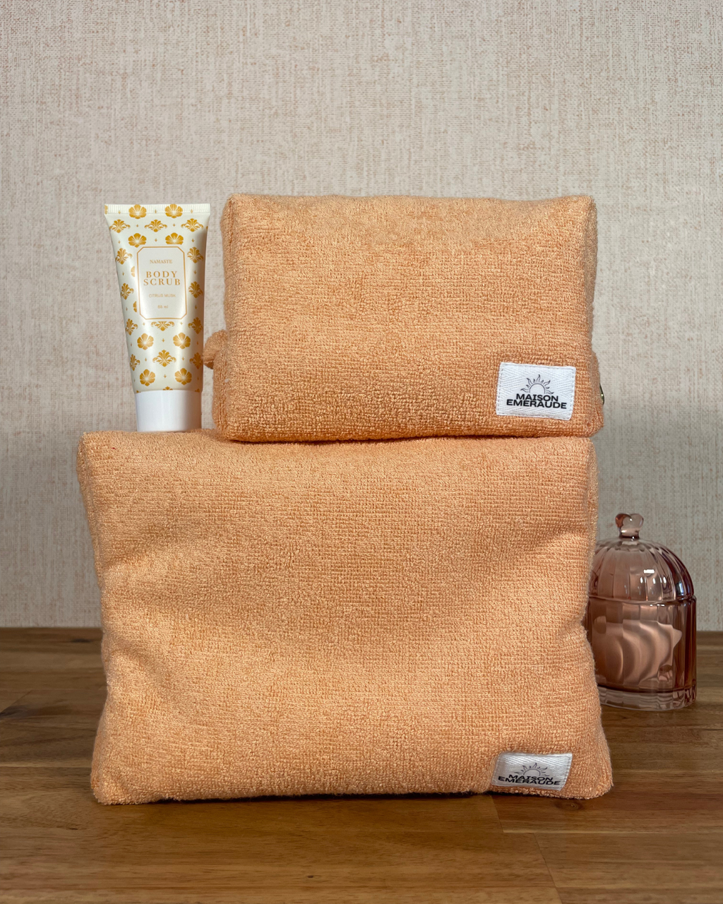 Trousse éponge bambou / fleur - Peachy bloom