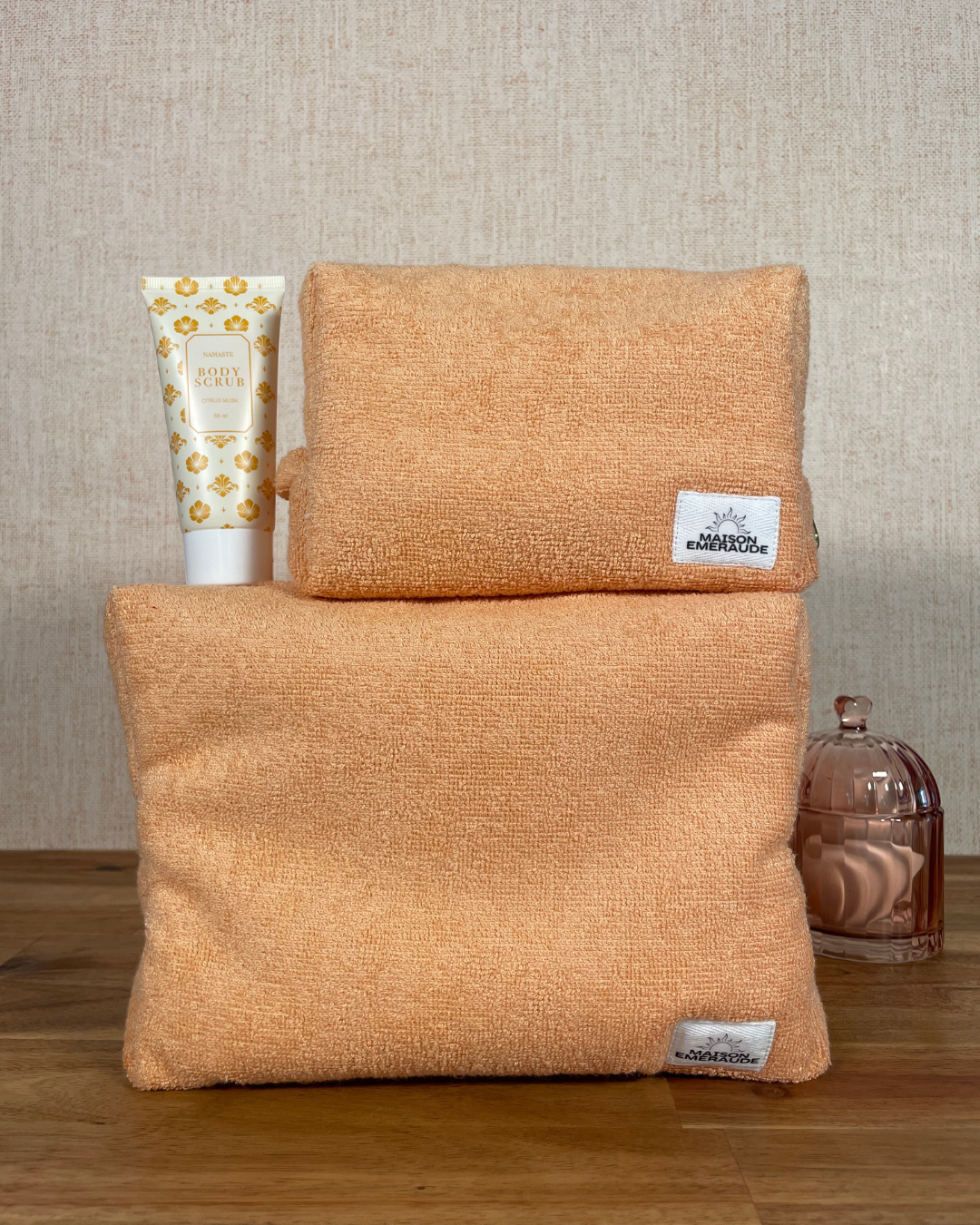 Trousse éponge bambou / fleur - Peachy bloom