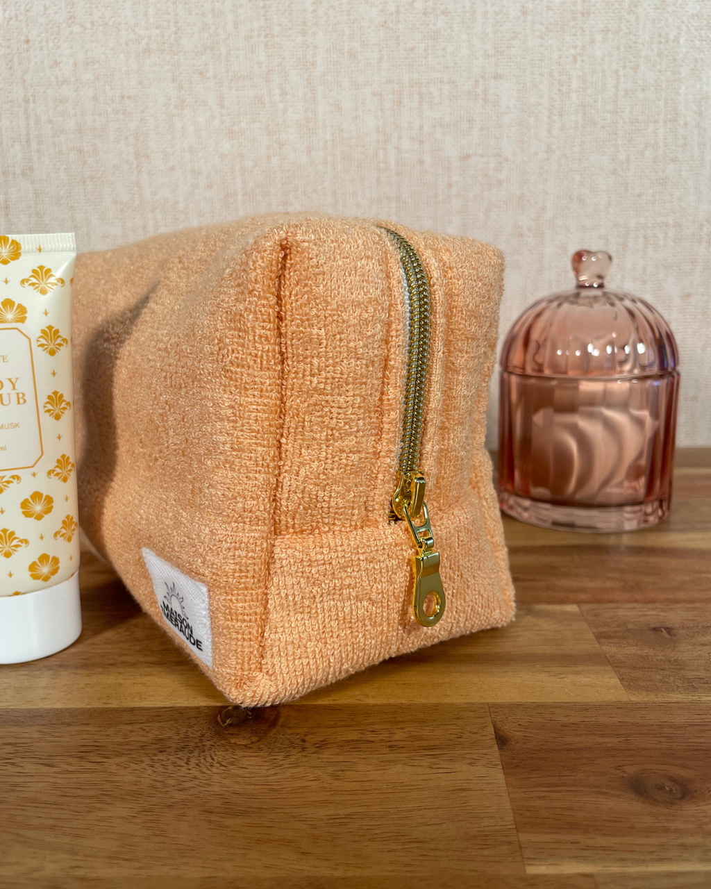 Trousse éponge bambou / fleur - Peachy bloom