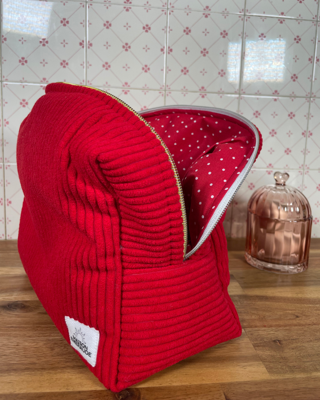 Trousse velours / pois - Cherry lady