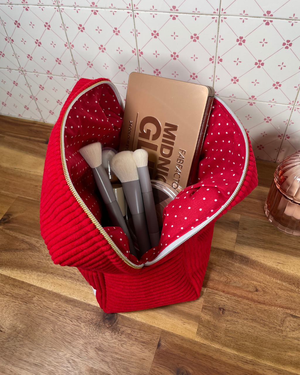 Trousse velours / pois - Cherry lady