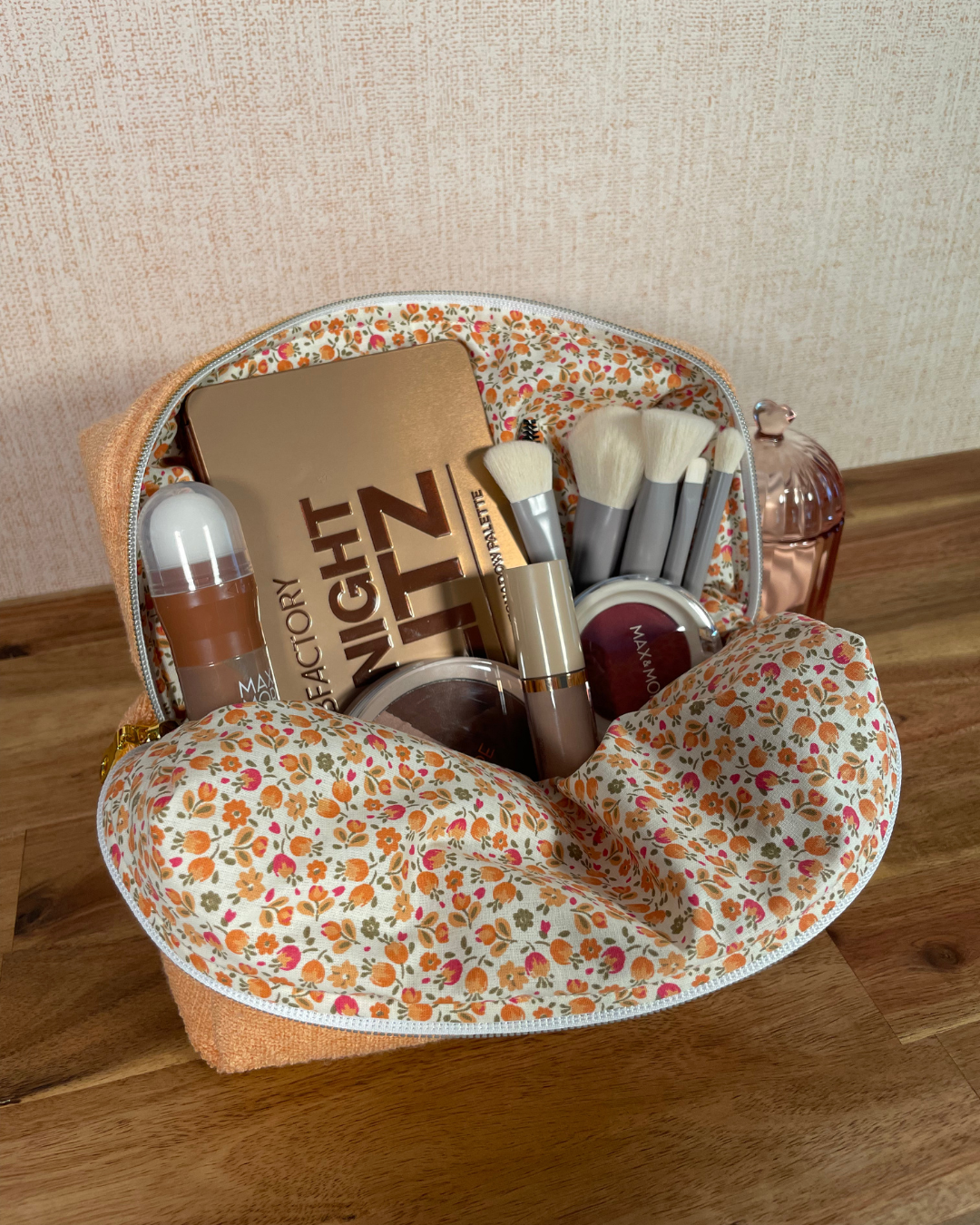 Trousse éponge bambou / fleur - Peachy bloom