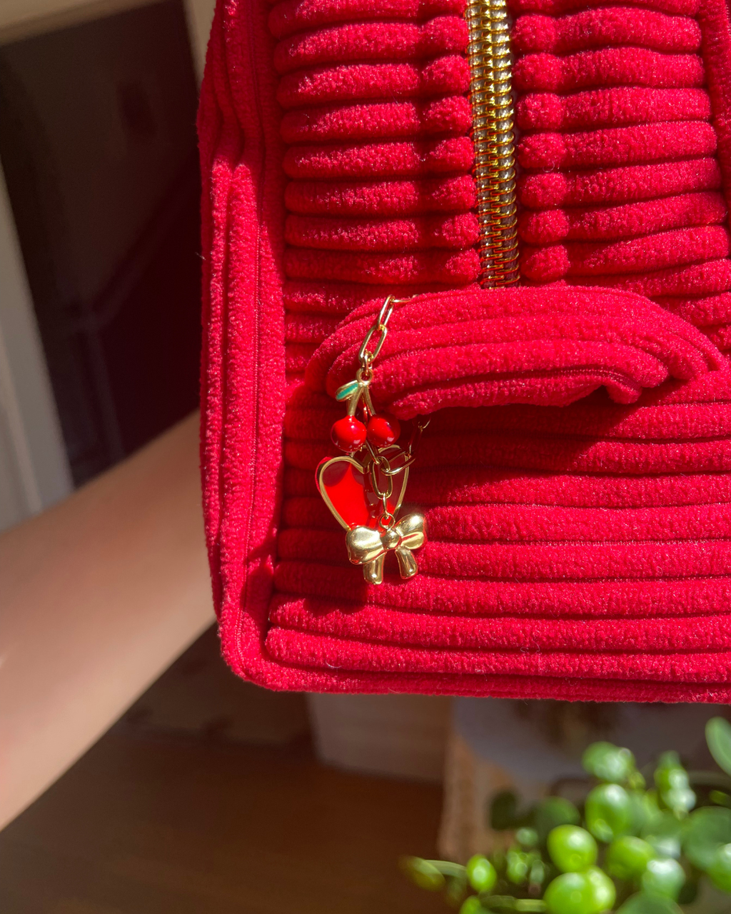 Trousse sherpa cerise / uni - Cherry lady