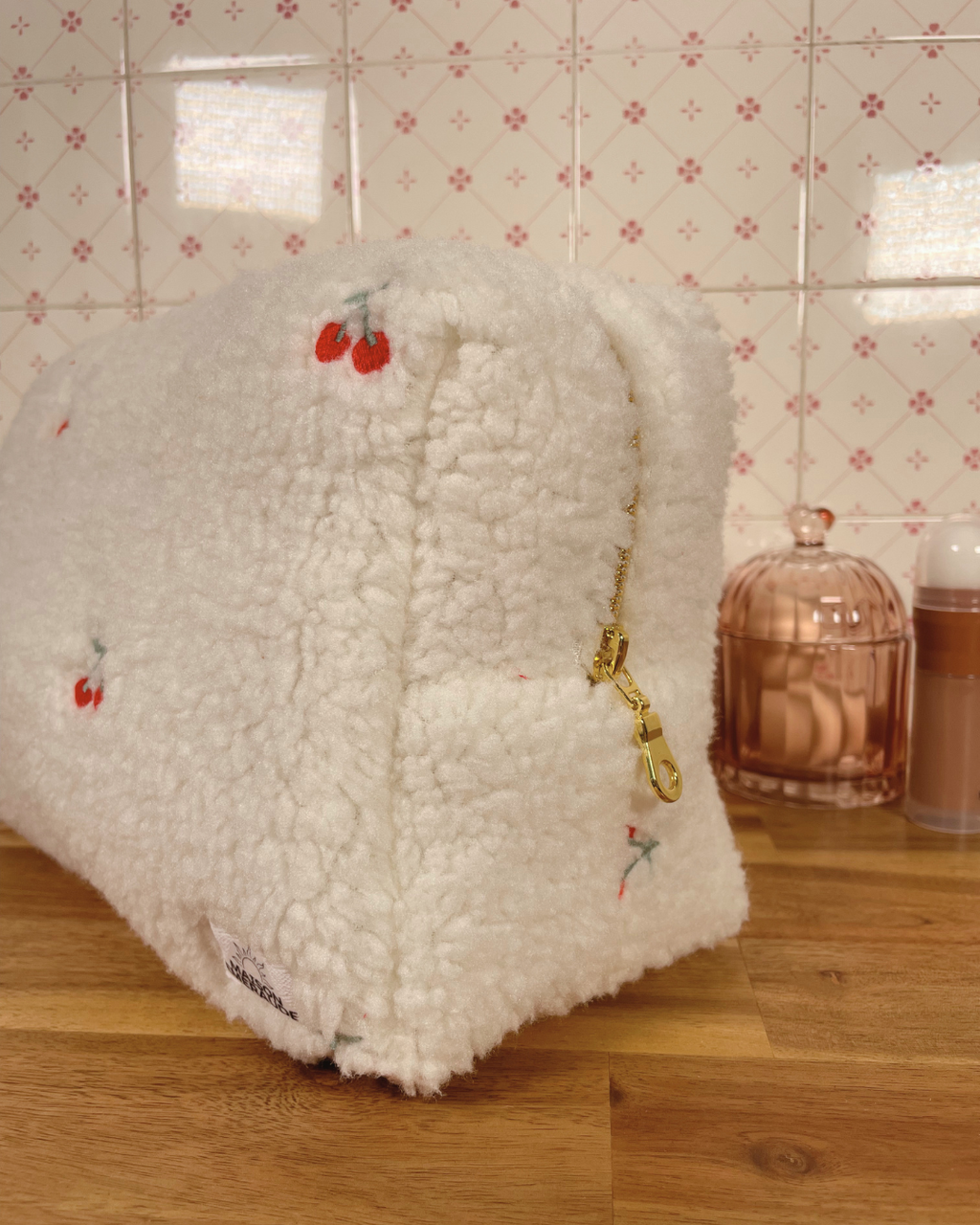Trousse sherpa cerise / uni - Cherry lady