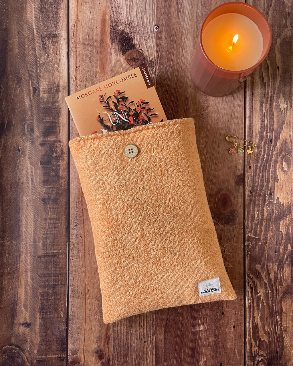 Pochette livre éponge bambou/fleur- Peachy bloom