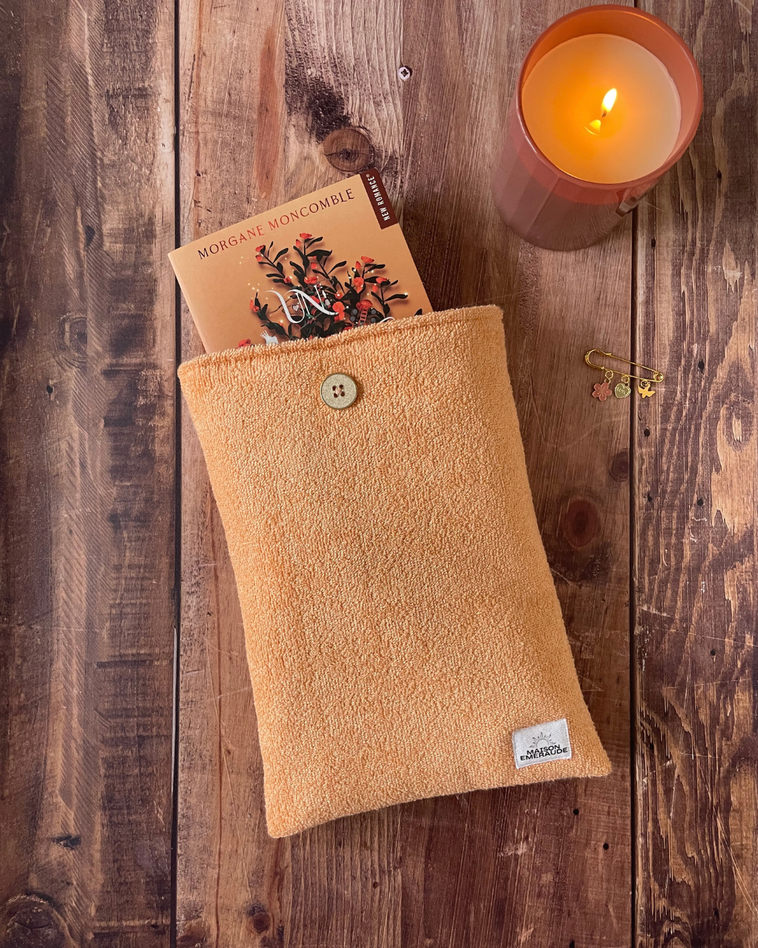 Pochette livre éponge bambou/fleur- Peachy bloom