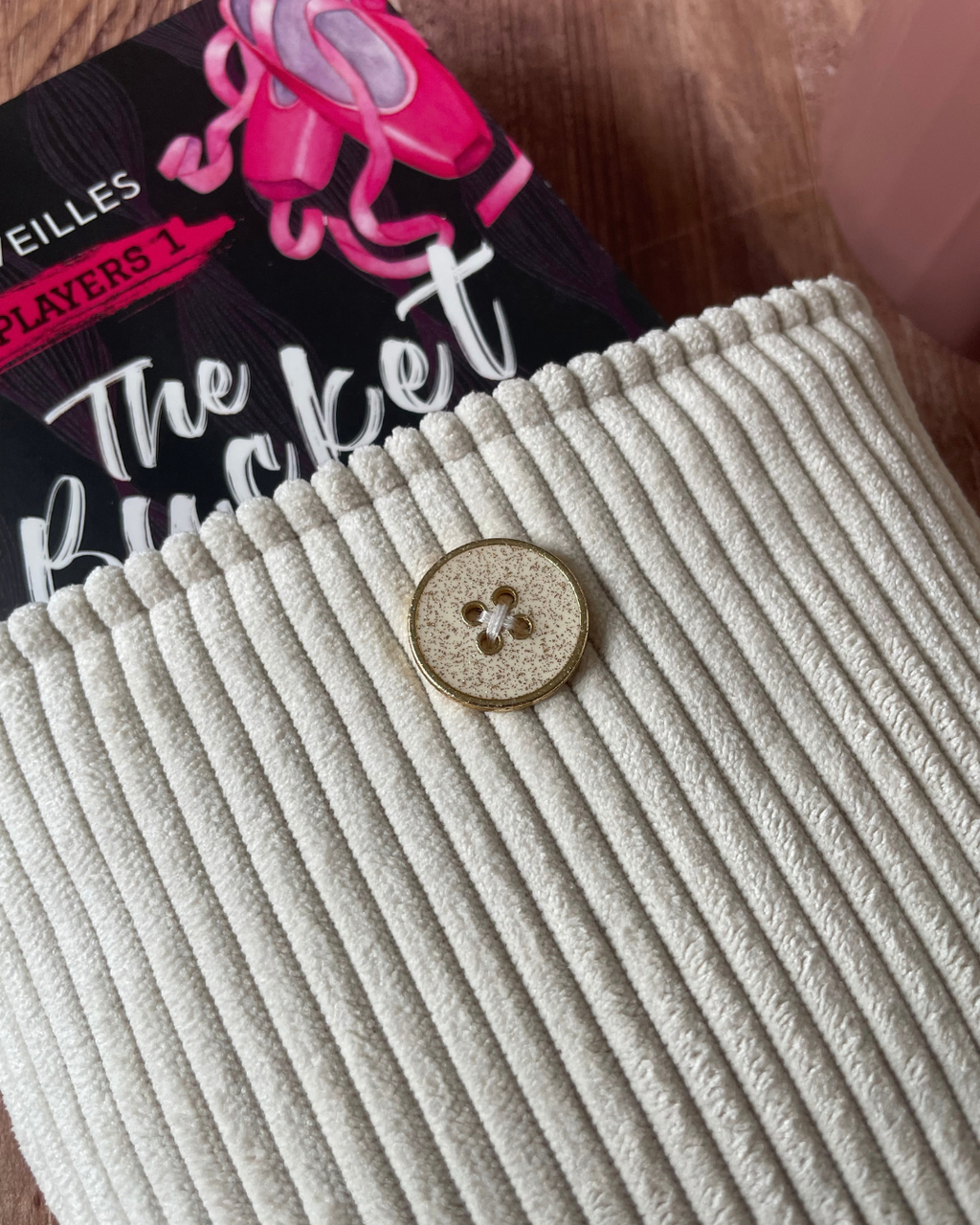 Pochette livre velours/carreaux - Peachy bloom