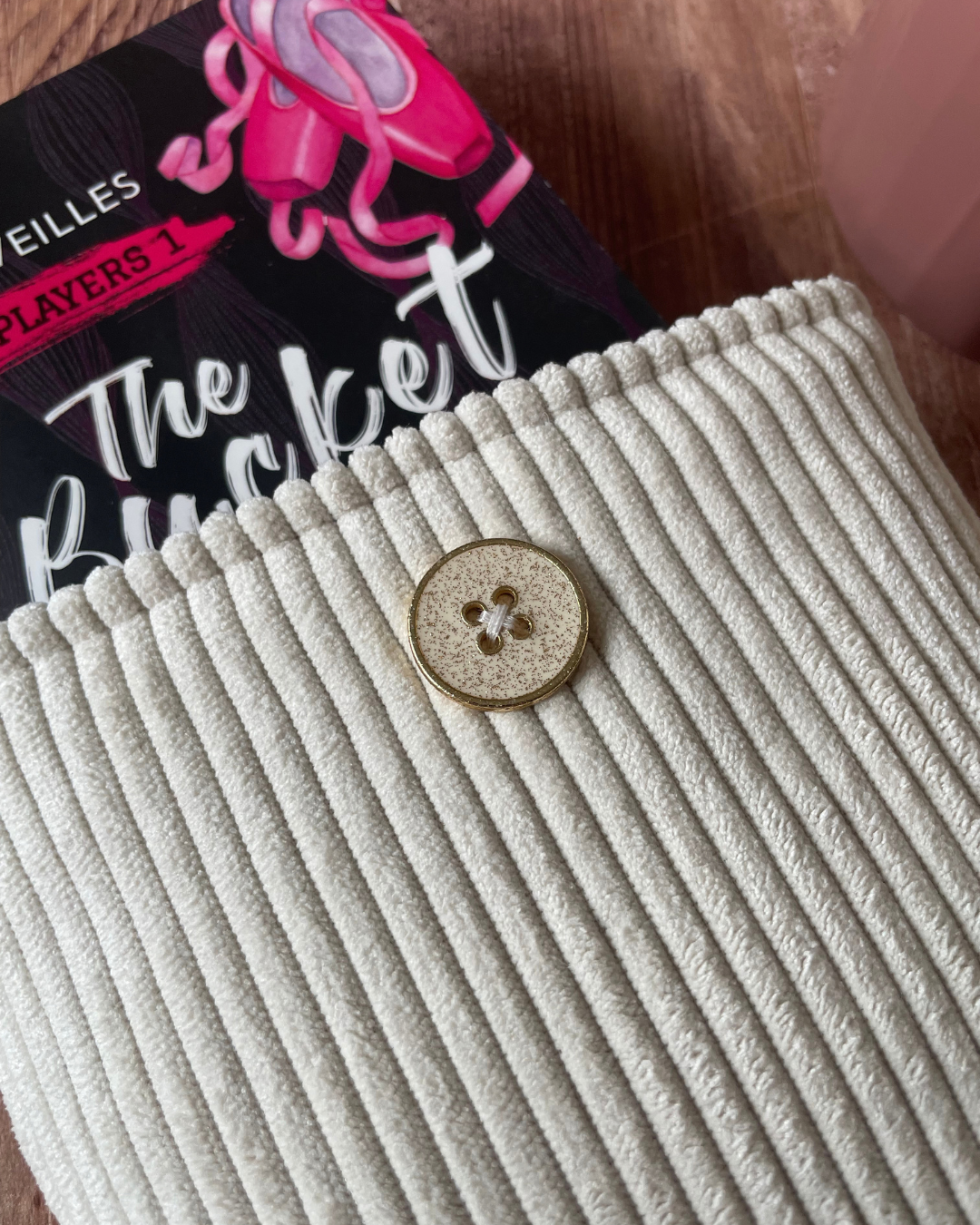 Pochette livre velours/carreaux - Peachy bloom