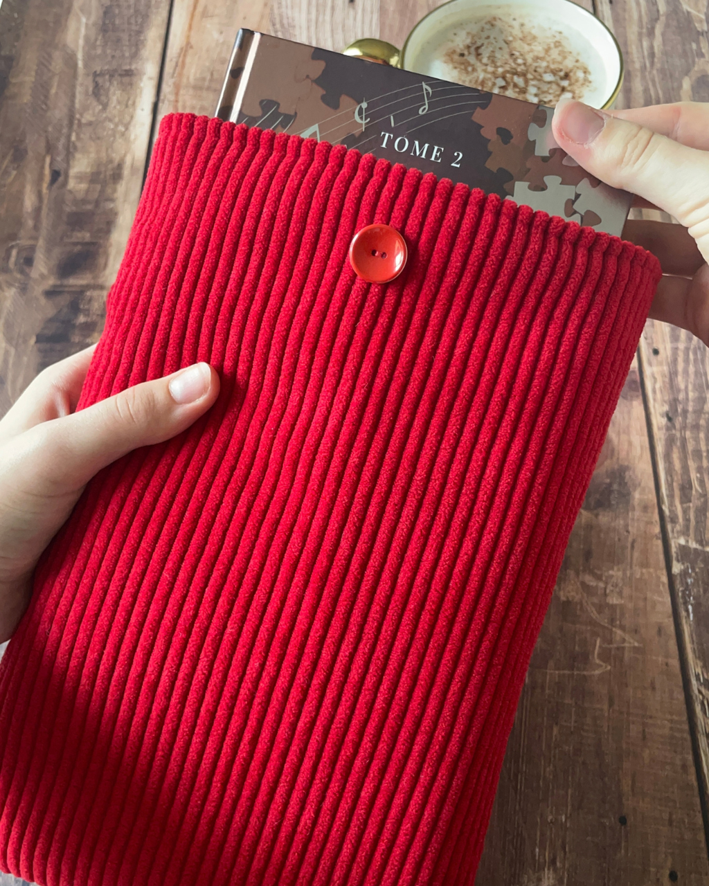 Pochette livre velours/pois - Cherry lady