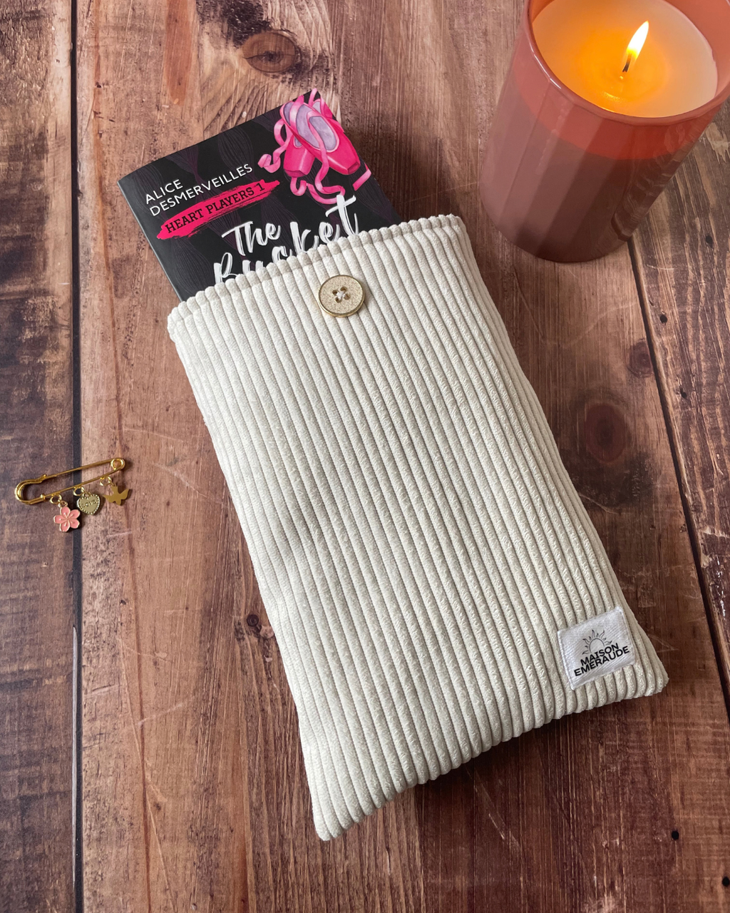 Pochette livre velours/carreaux - Peachy bloom