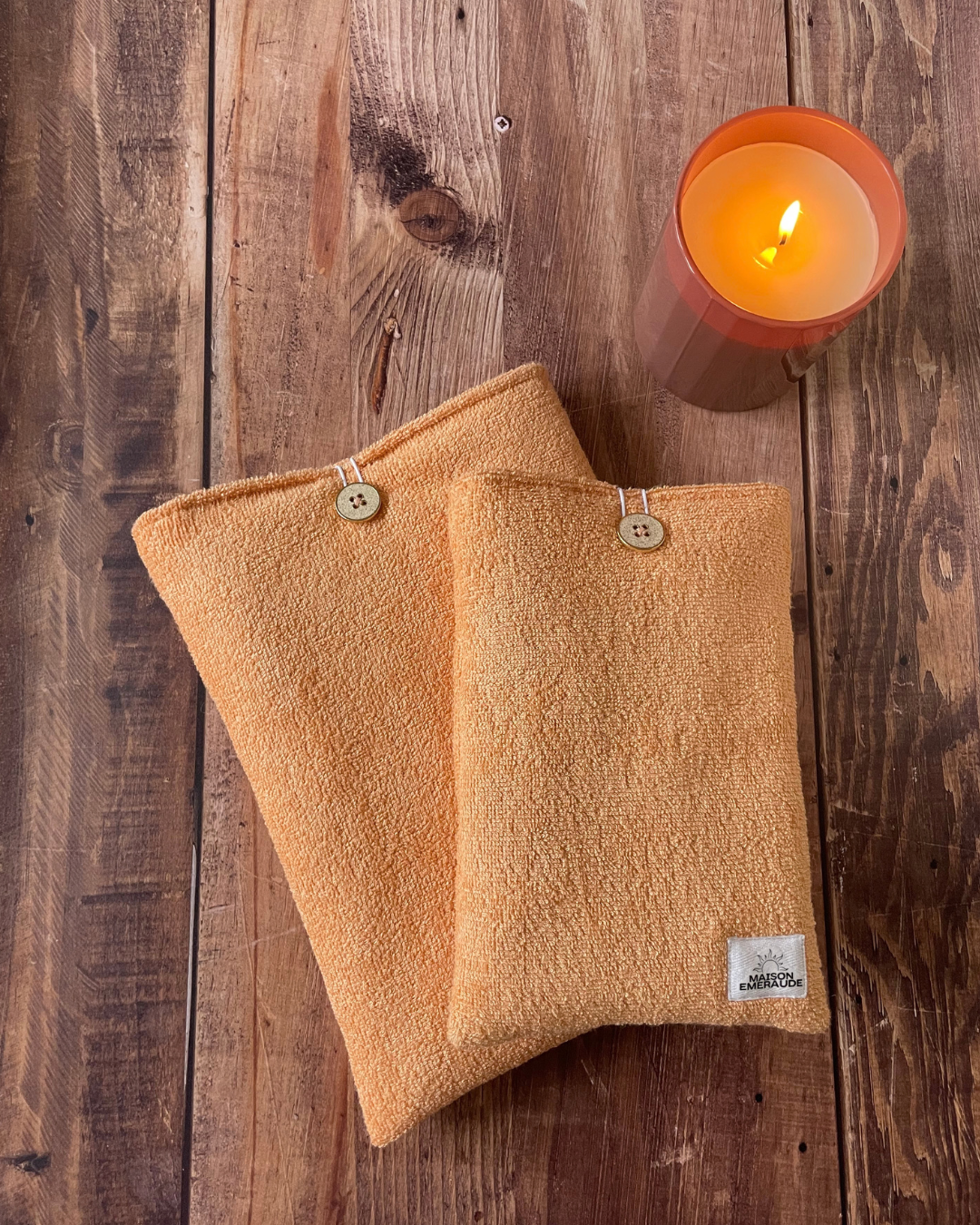 Pochette livre éponge bambou/fleur- Peachy bloom